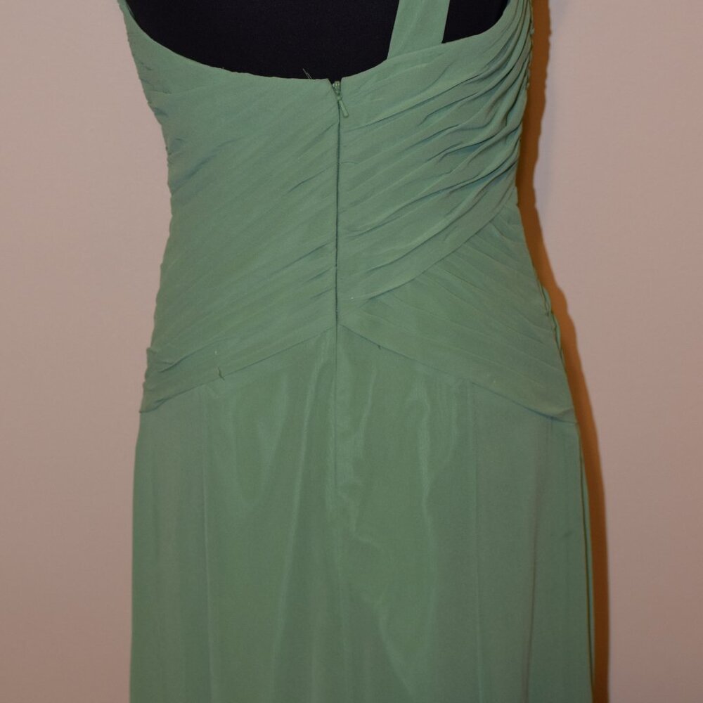David's Bridal Moss Green One Shoulder Formal Chiffon Dress Bridesmaid Wedding 6 - Picture 9 of 12